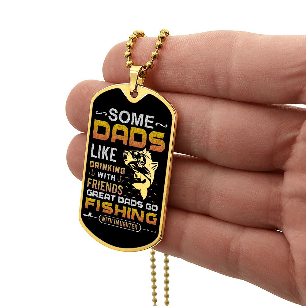 Dad fishing daughter for dad Graphical Military Chain