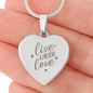 Live Laugh Love Engraved Heart Necklace