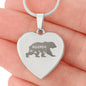 Mama Bear Engraved Heart Necklace
