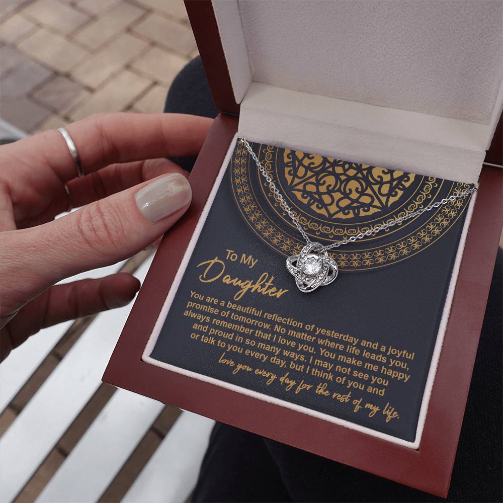 Daughter Beautiful Reflection 2 Love Knot Necklace