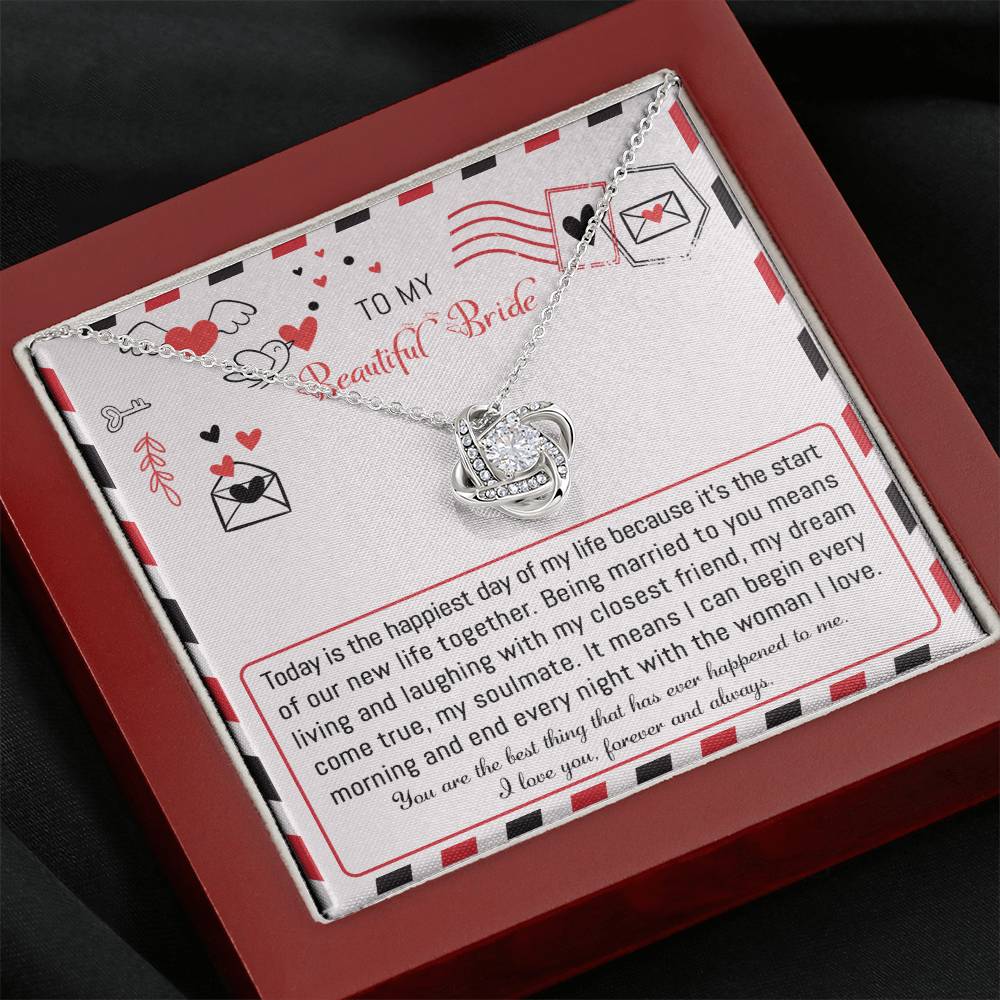 Bride The Happiest Day Love Knot Necklace