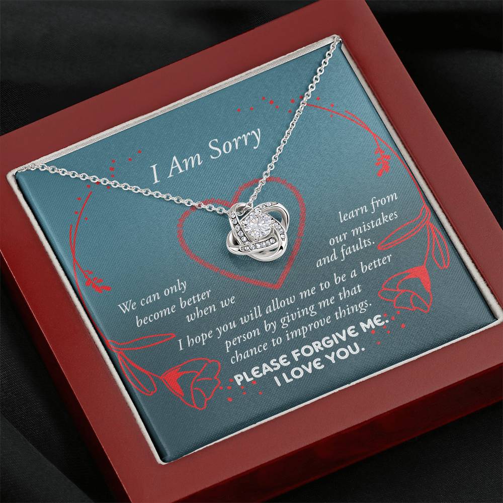 Sorry Mistakes And Faults Love Knot Necklace