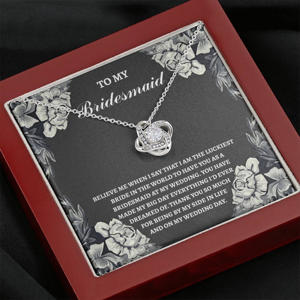 Bridesmaid The Luckiest Bride Love Knot Necklace
