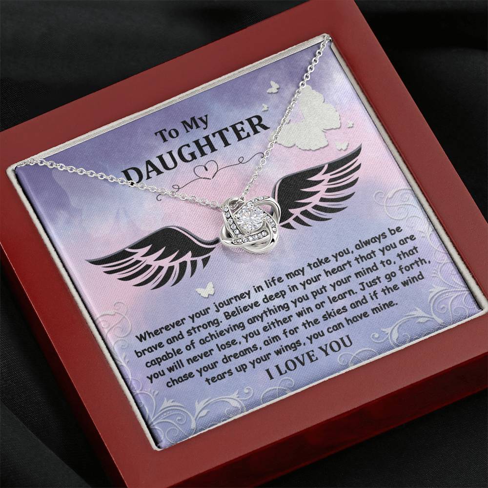 Daughter Brave And Strong Love Knot Necklace