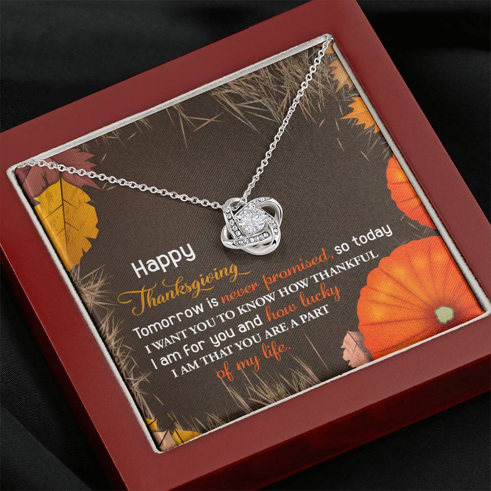 Thanksgiving How Lucky Love Knot Necklace