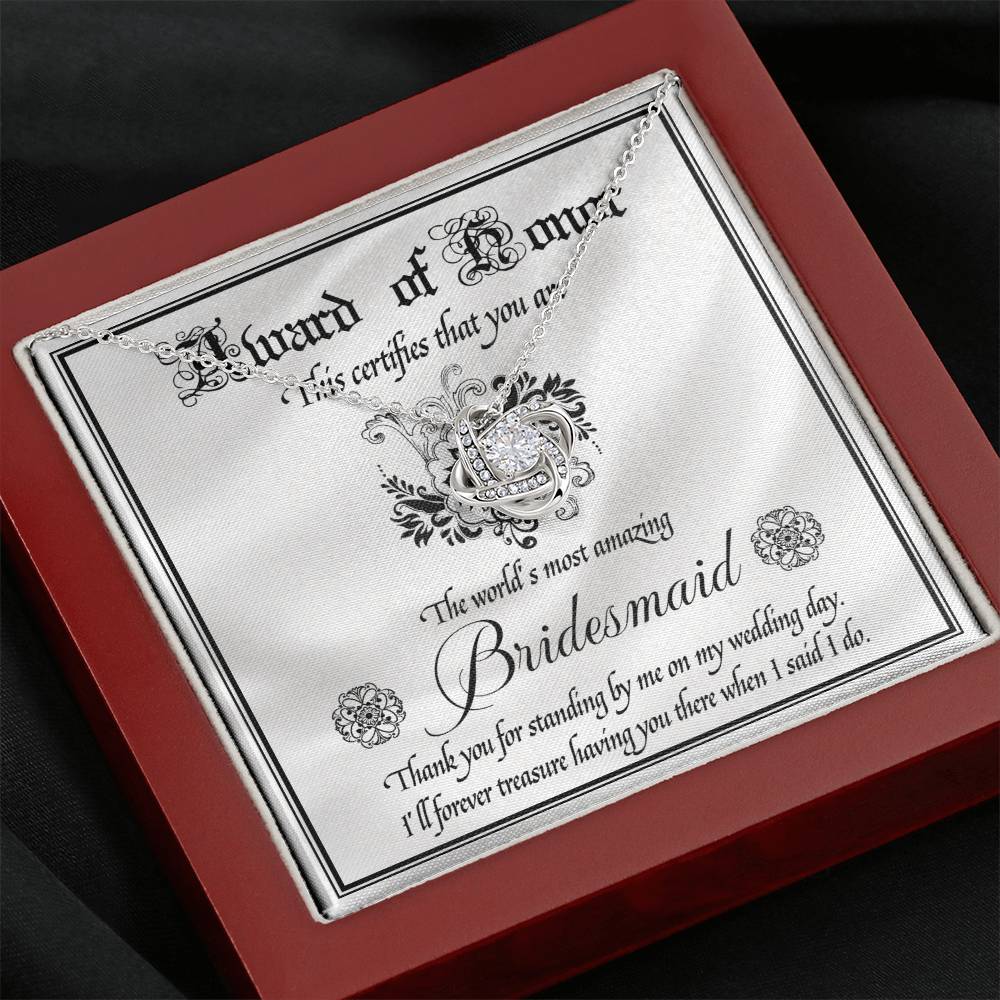 Bridesmaid Award Of Honor Love Knot Necklace