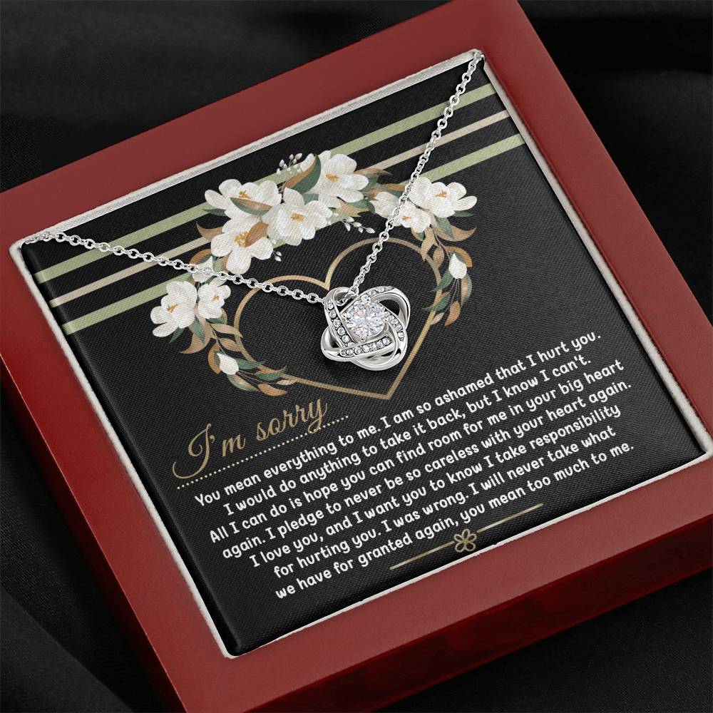Sorry Big Heart Love Knot Necklace