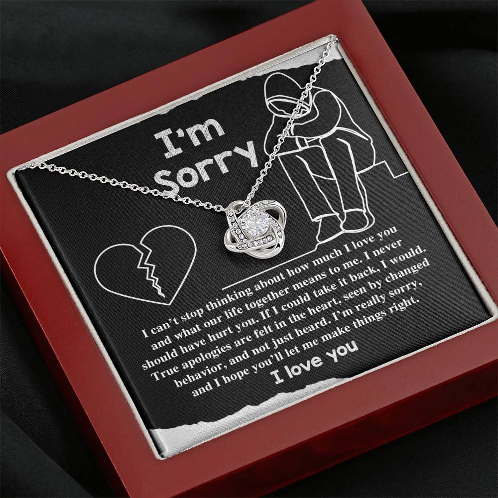 Sorry Not Just Heard Love Knot Necklace
