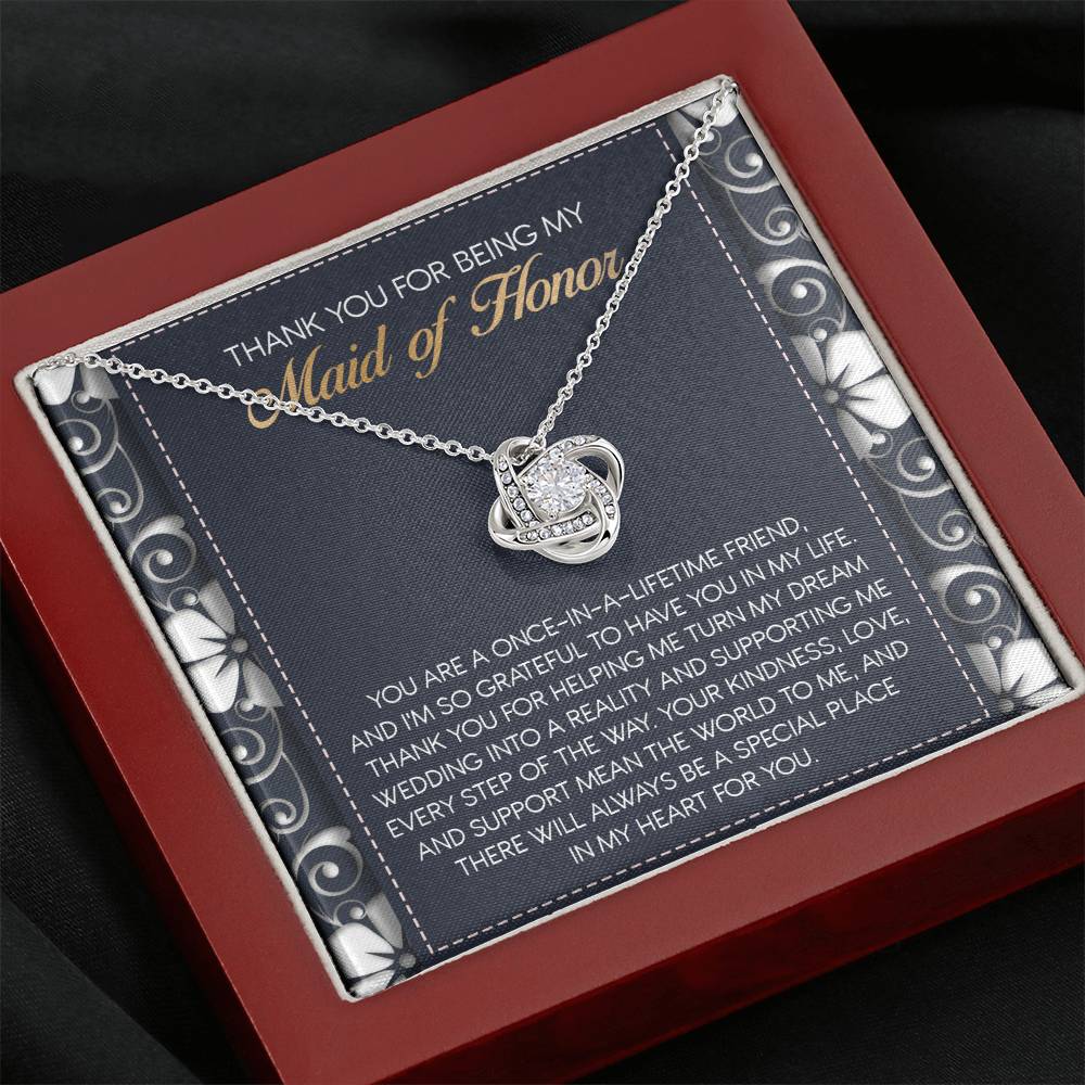 Maid of Honor World To Me Love Knot Necklace