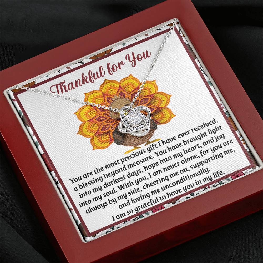 Thanksgiving Into My Heart Love Knot Necklace