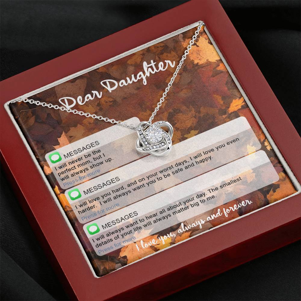 Daughter Perfect Mom Love Knot Necklace