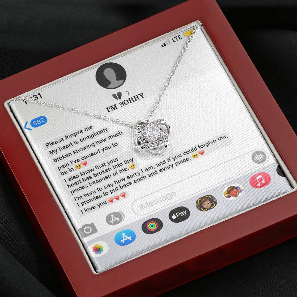 Sorry Completely Broken Love Knot Necklace