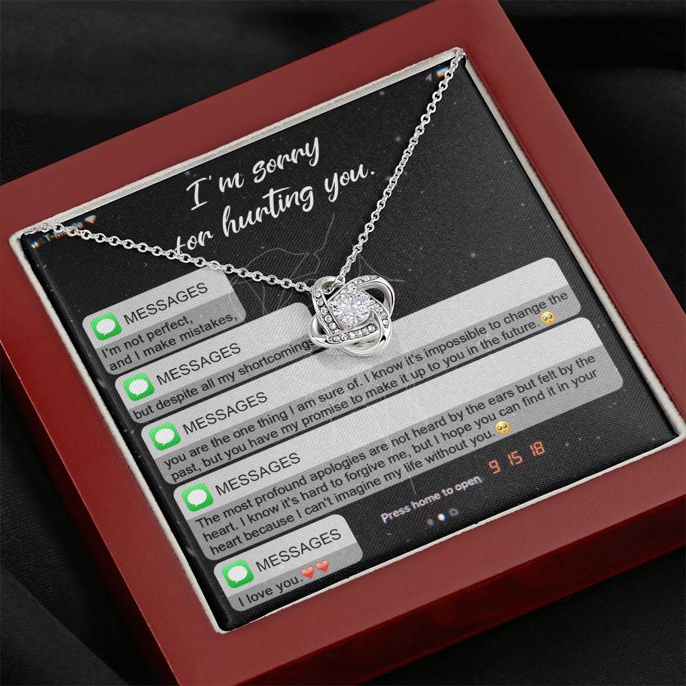 Sorry Life Without You Love Knot Necklace