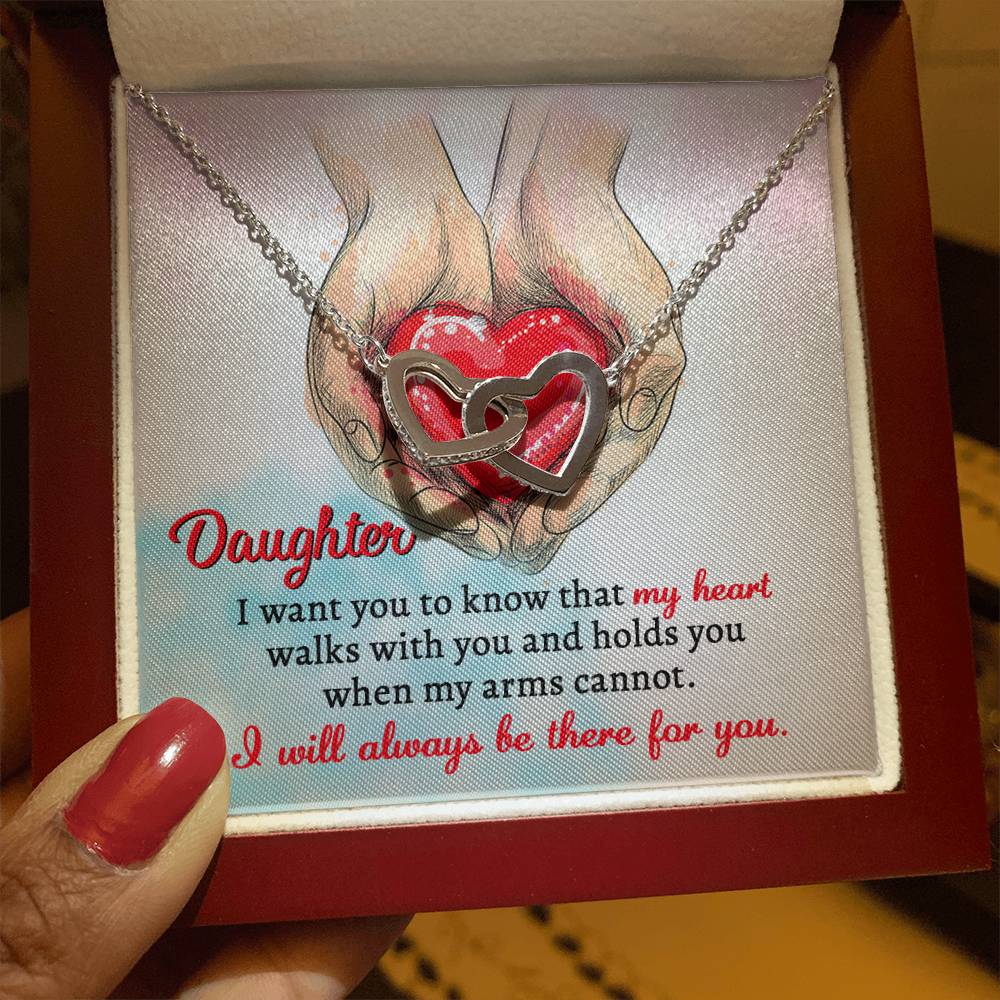 Daughter Always Be There Interlocking Hearts Necklace