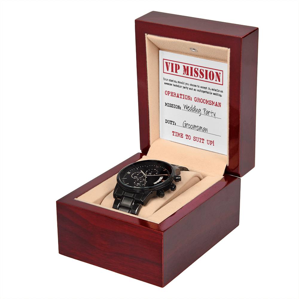 Groomsman VIP Mission Black Chronograph Watch