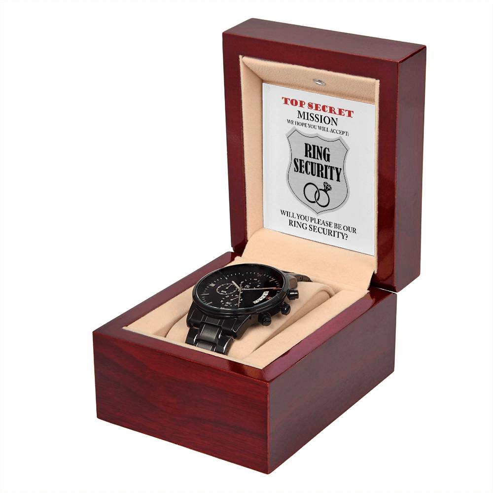 Ring Security Top Secret Mission Black Chronograph Watch