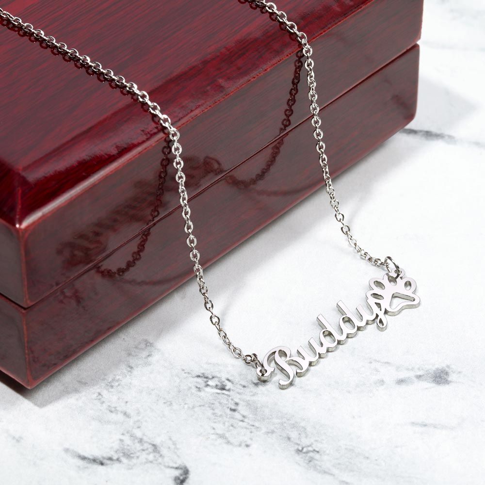 Name Necklace + Paw Print