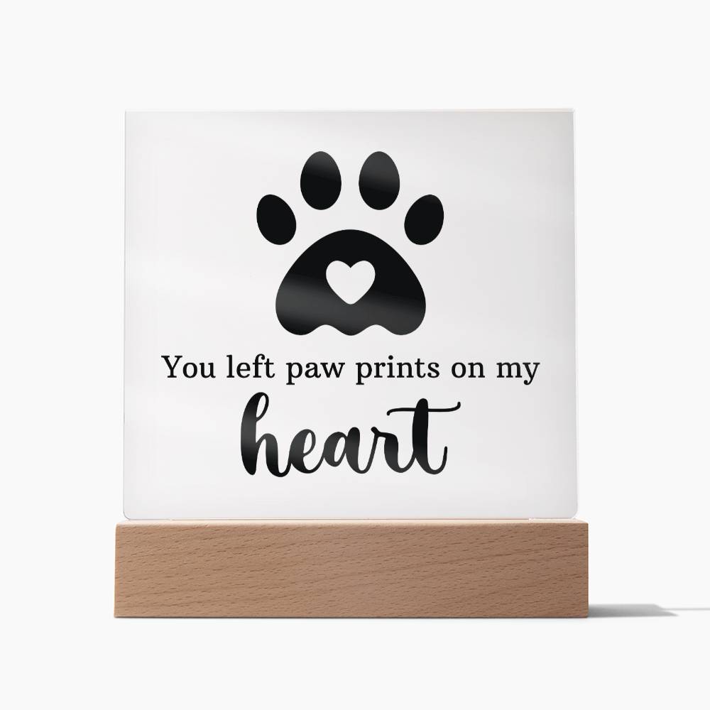 Paw Prints On My Heart Acrylic Square