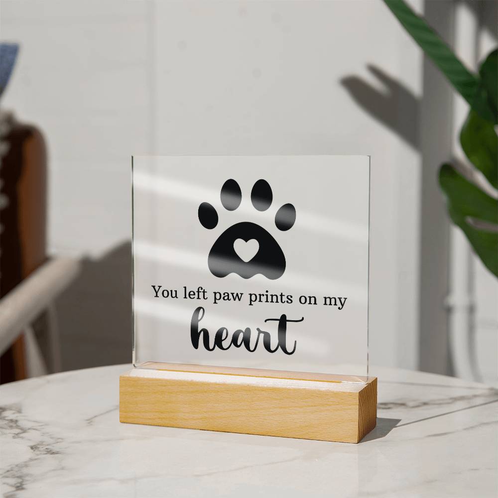 Paw Prints On My Heart Acrylic Square
