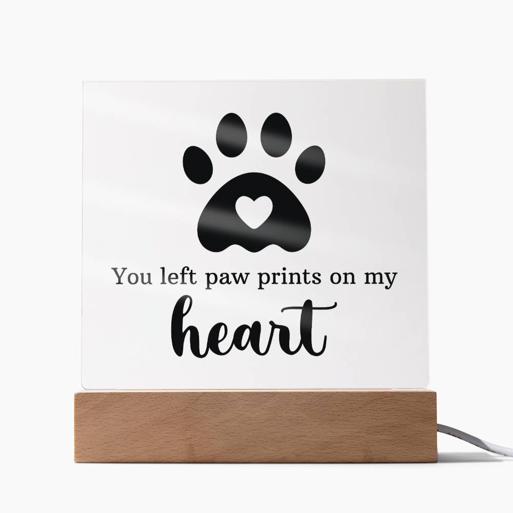 Paw Prints On My Heart Acrylic Square