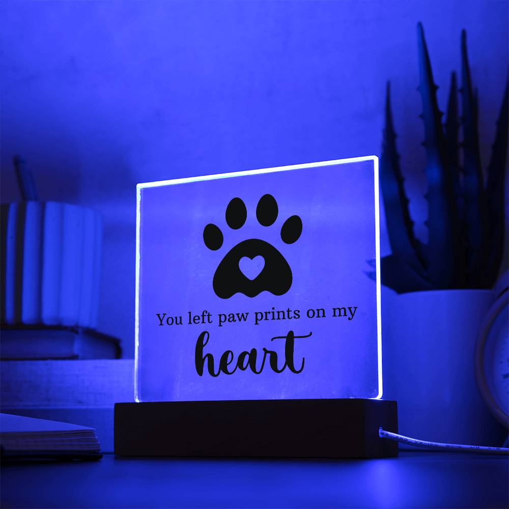 Paw Prints On My Heart Acrylic Square