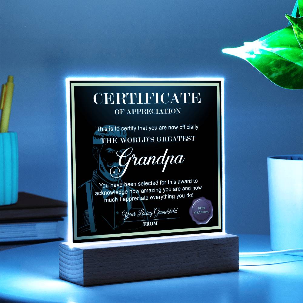 Grandpa Worlds Greatest -Acrylic Square