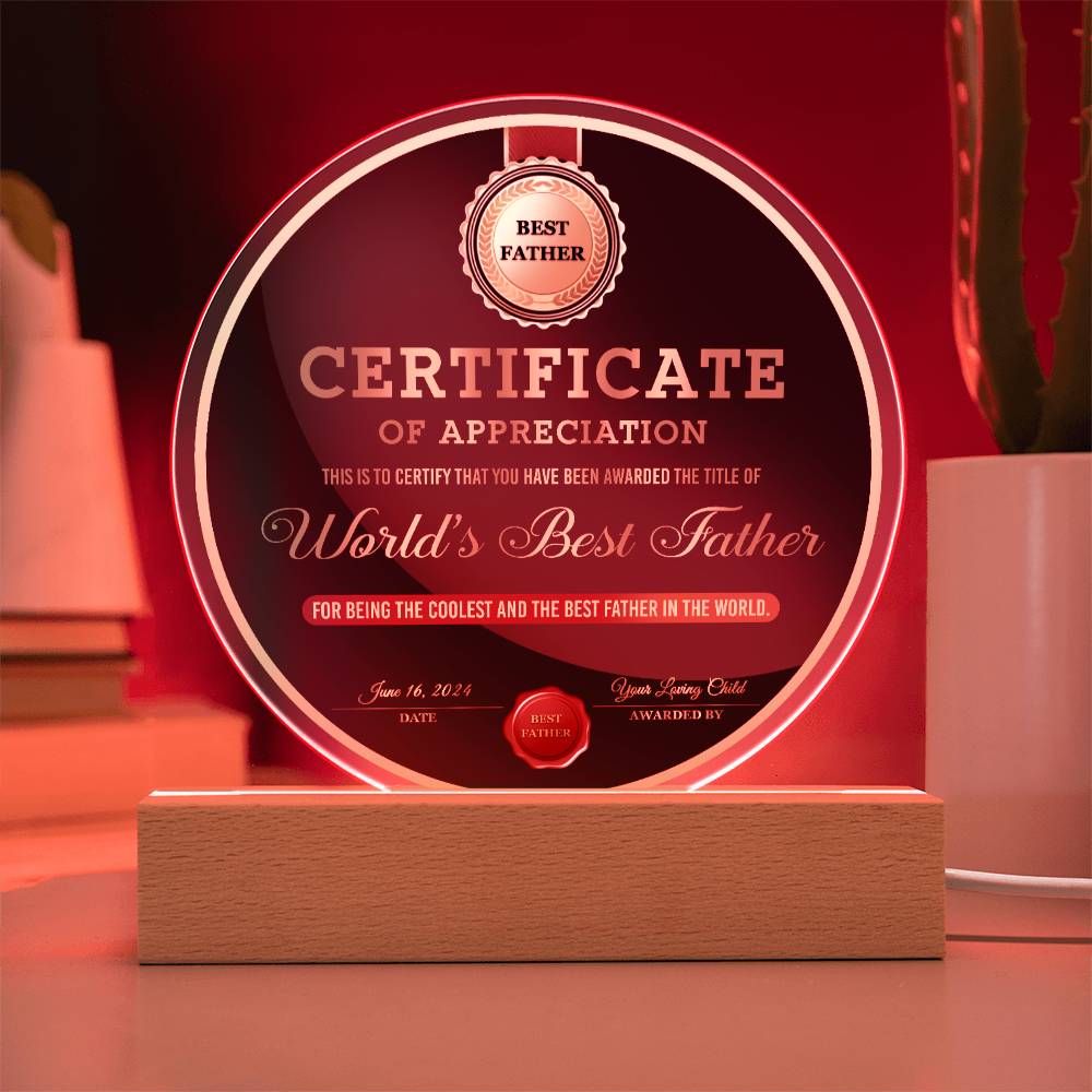 Dad The Best Father - Acrylic Circle