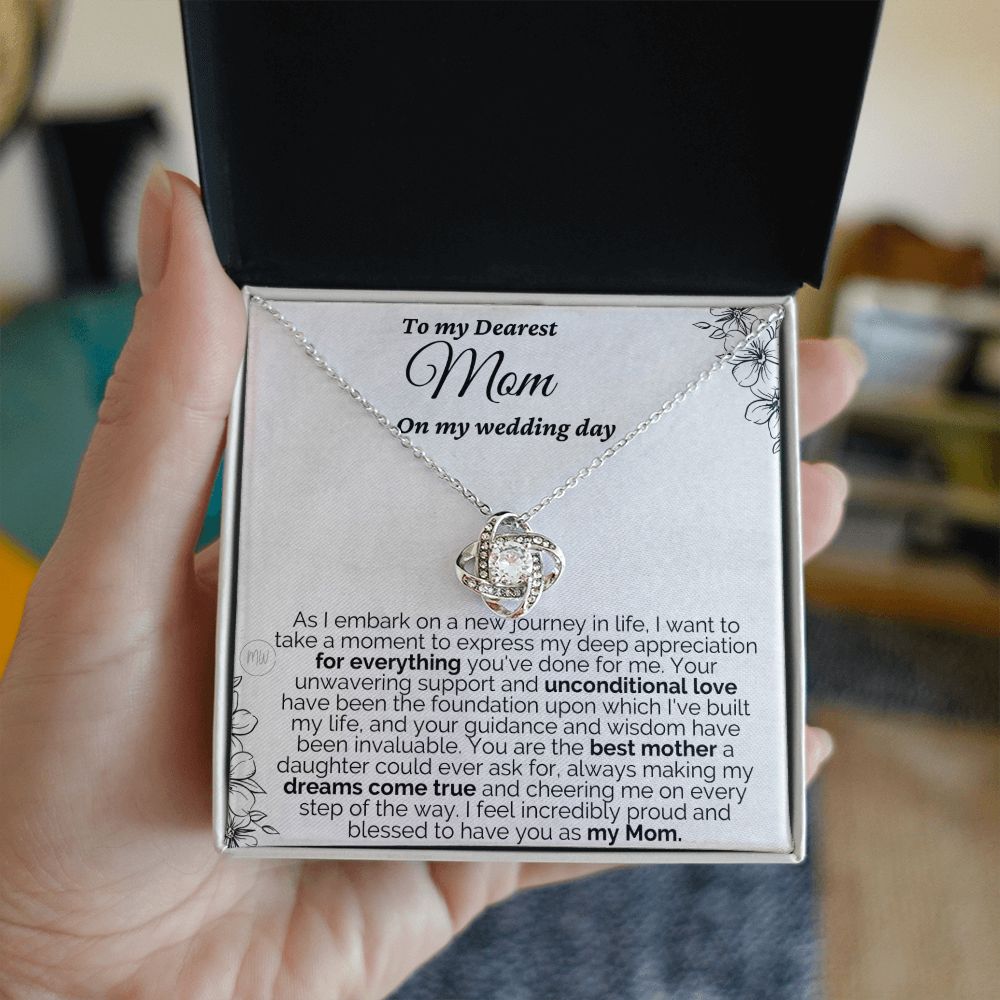 Mom Wedding New Journey White Love Knot Necklace