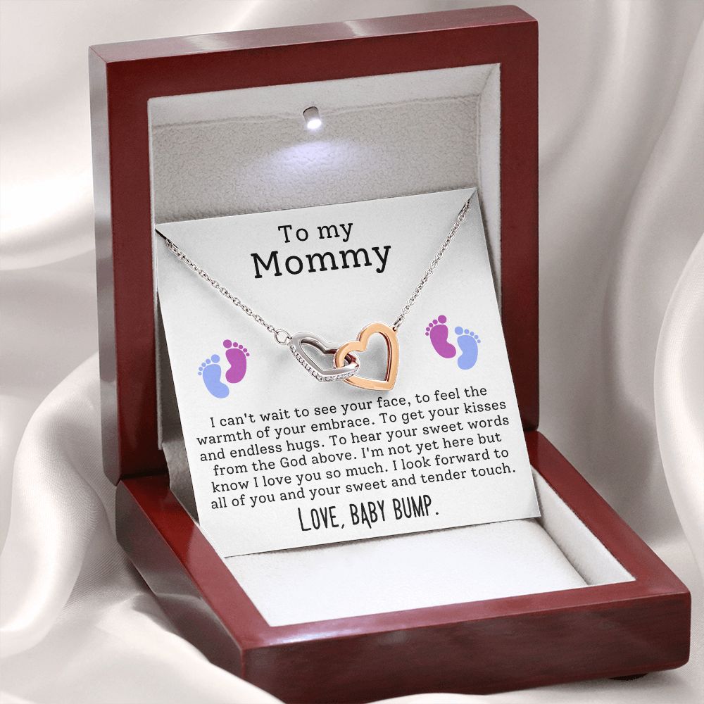 Mommy Can't Wait To See Your Face Interlocking Hearts Necklace