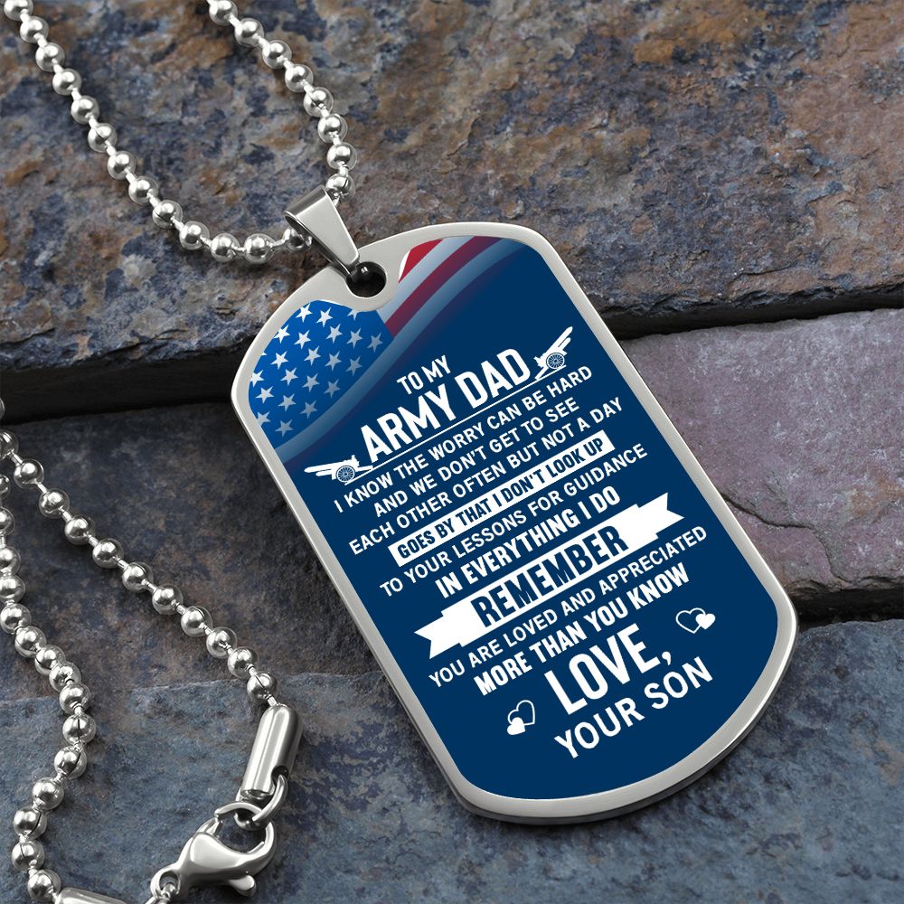 To my army dad son for dad Graphical Military Chain